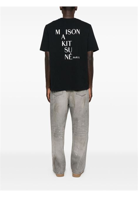 t-shirt grey fox head patch confort uomo nera MAISON KITSUNÉ | PM00112KJ7025P199